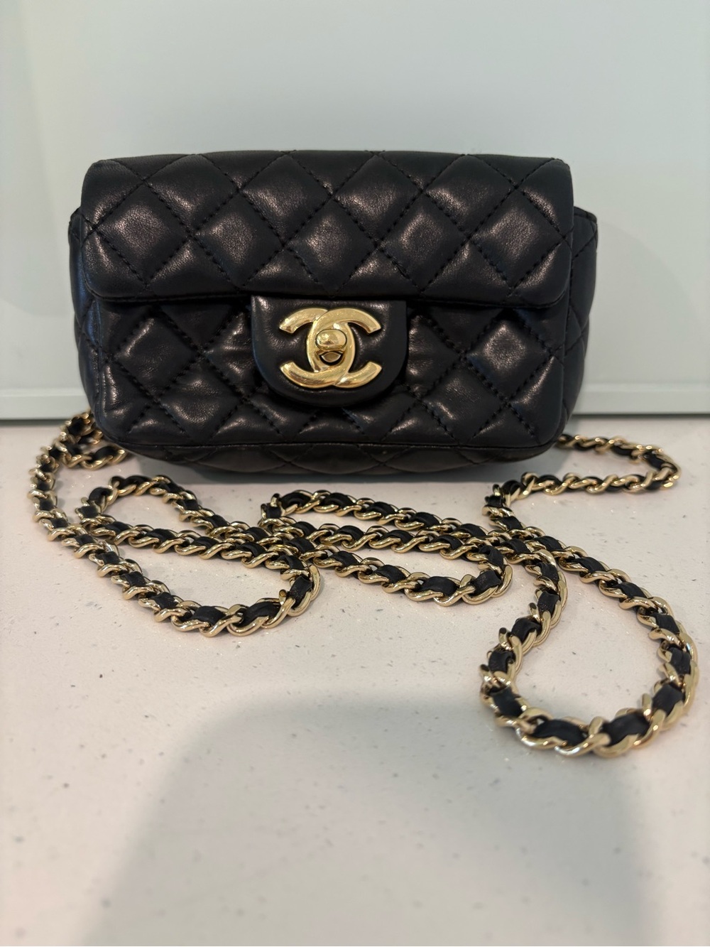 Chanel Extra Mini Classic Flap Black Lambskin Gold Hardware